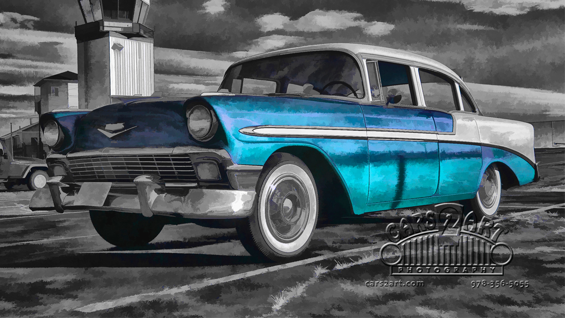 classic 50's car blue
